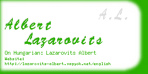 albert lazarovits business card